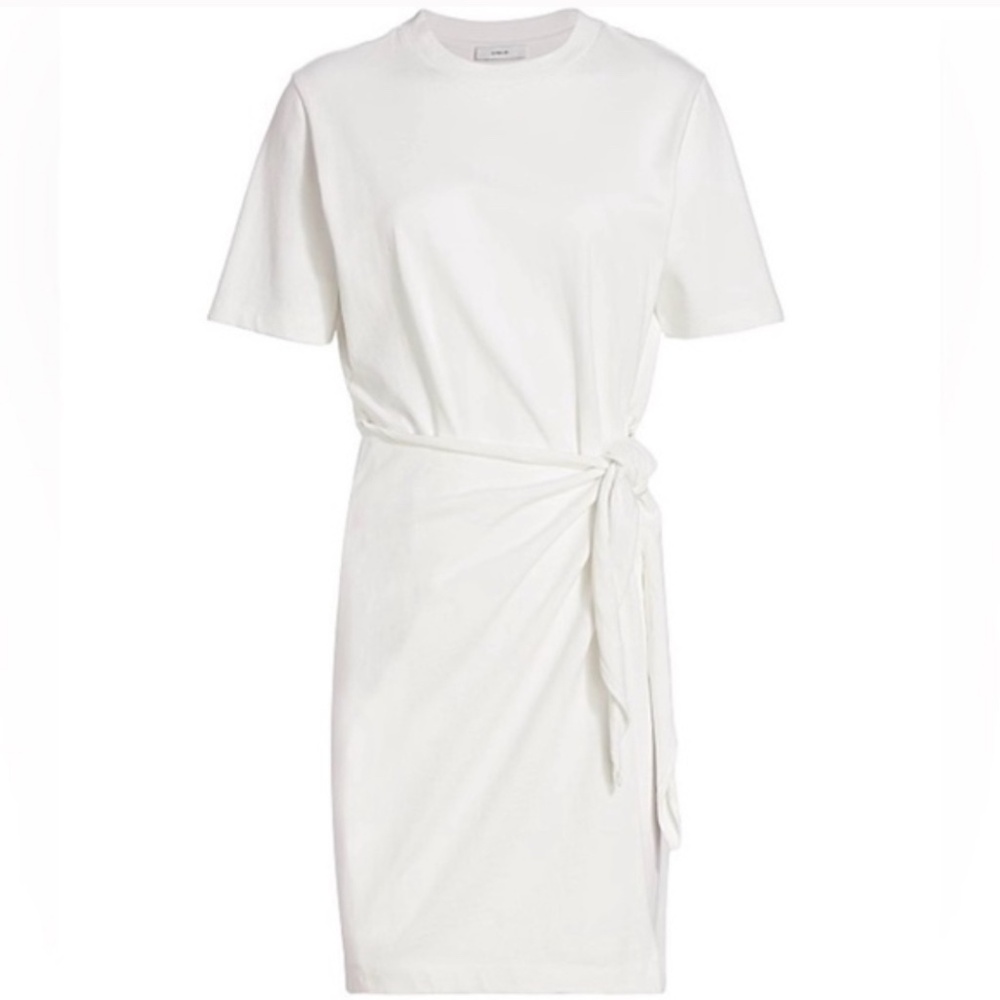 Vince White Tie-Waist Mini Dress